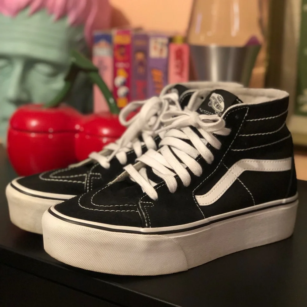 Vans Black & White High-Top Platform Sneakers